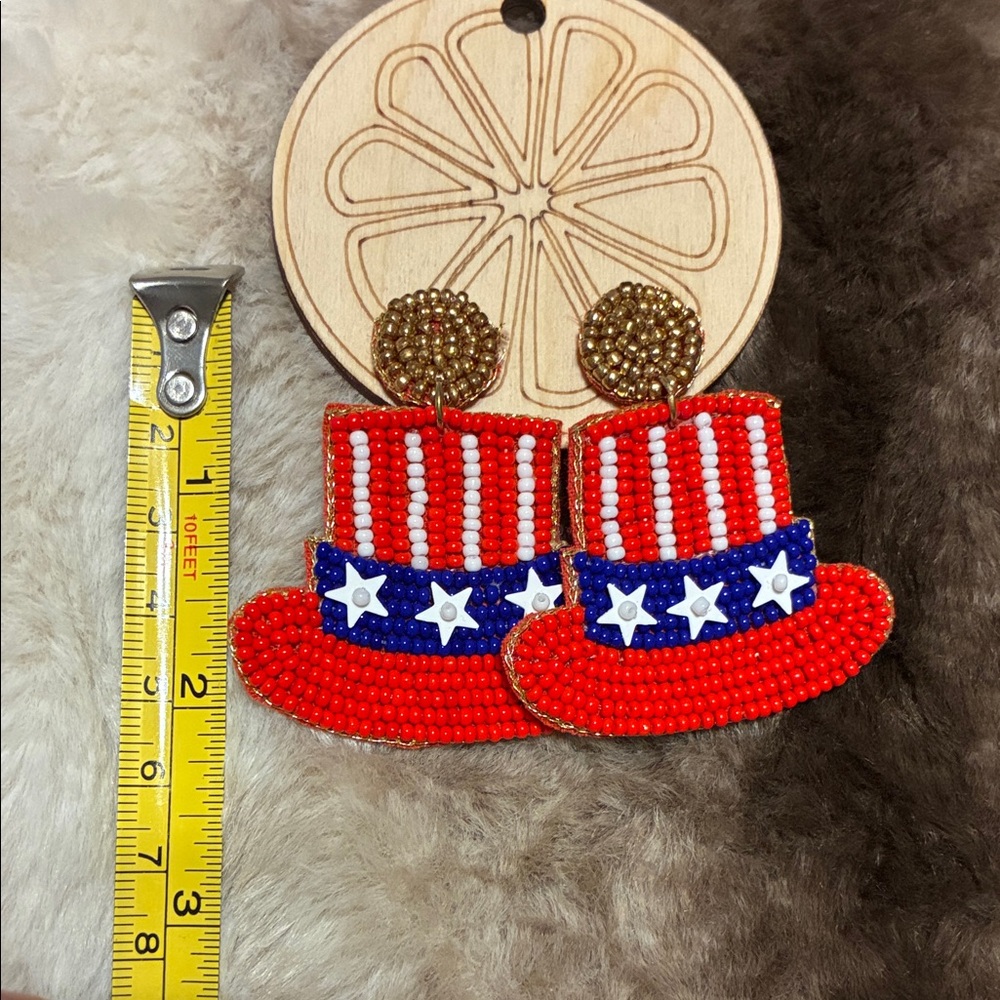 Patriotic Beaded Earrings - Picture 2 of 3